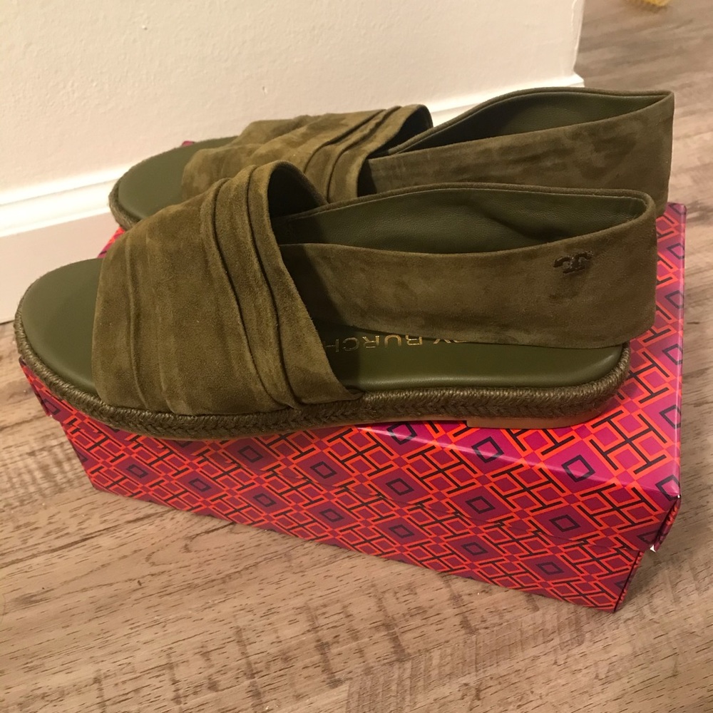 Tory Burch Suede Slingback Espadrille Sandals